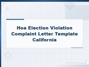 California Hoa Election Violation Complaint Letter Template