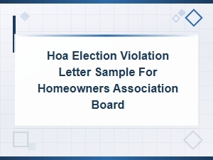 Sample Hoa Election Violation Letter for Homeowners